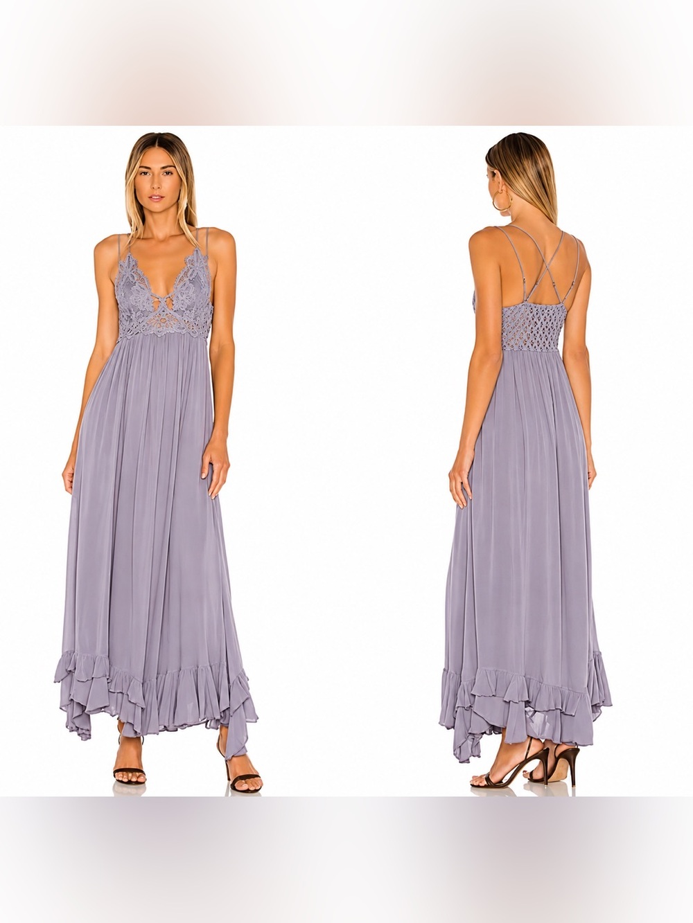 ✨ Free People FP One Adella Maxi Slip Dress Purple Gray XS 🌿